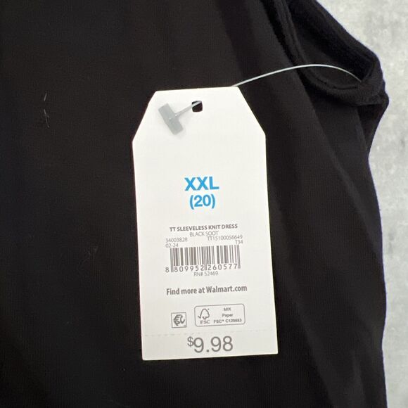 Time and Tru Black Sleeveless Knit Summer Dress Size XXL 20 T-Shirt Stretch - Picture 6 of 12